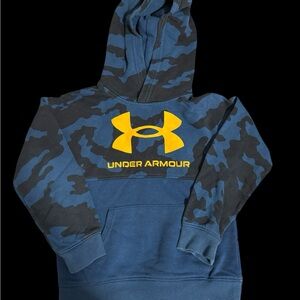 Under Armour Blue and Yellow Camo Hoodie Sweatshirt